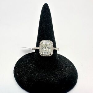 Moissanite Diamond Engagement Ring Radiant Cut Halo Wedding Ring 2 Carat Size 7